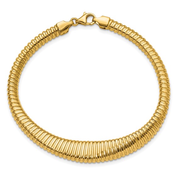 Leslie's 14K Polished Ridged Graduated Bracelet