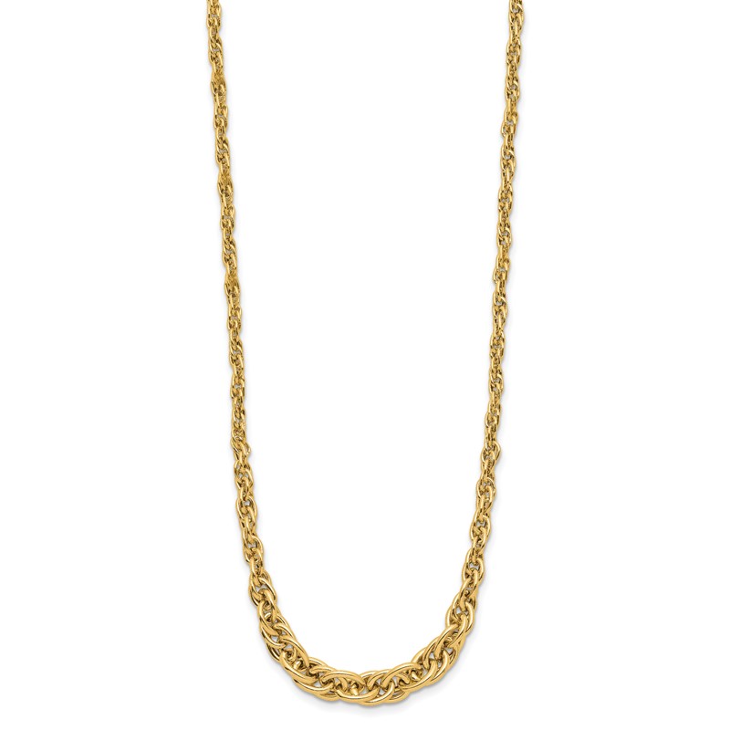 14K Polished Graduated Fancy Link Necklace