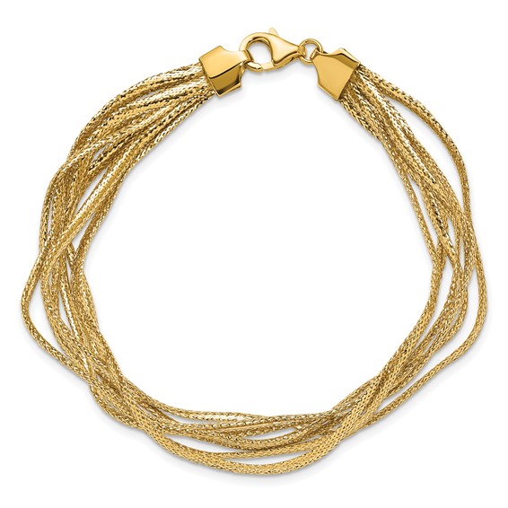 Leslie's 14K Polished Mesh Diamond-cut 7-strand Wave Bracelet