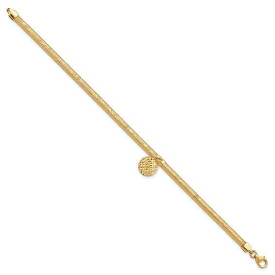Leslie's 14K Polished Stretch/Mesh Diamond-cut Disc Bracelet