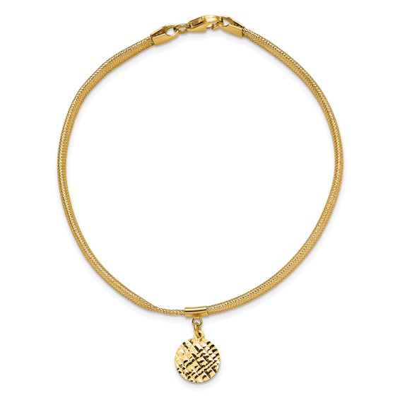 Leslie's 14K Polished Stretch/Mesh Diamond-cut Disc Bracelet