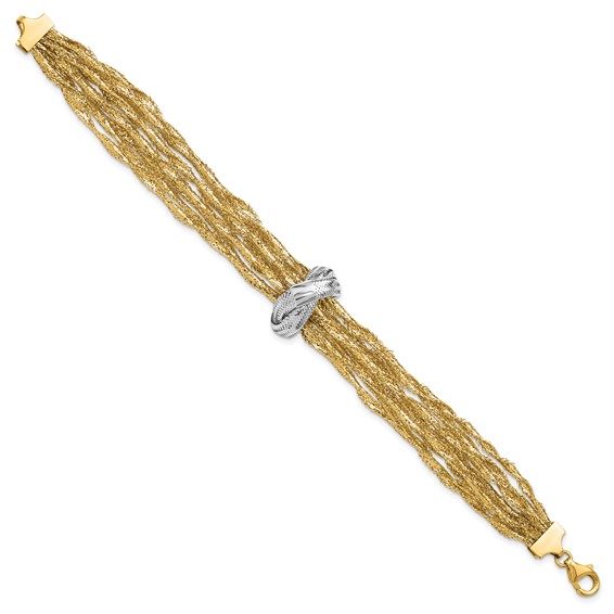 Leslie's 14K with Rhodium Polished Knot Mesh Multi-strand Bracelet