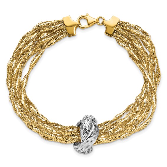 Leslie's 14K with Rhodium Polished Knot Mesh Multi-strand Bracelet