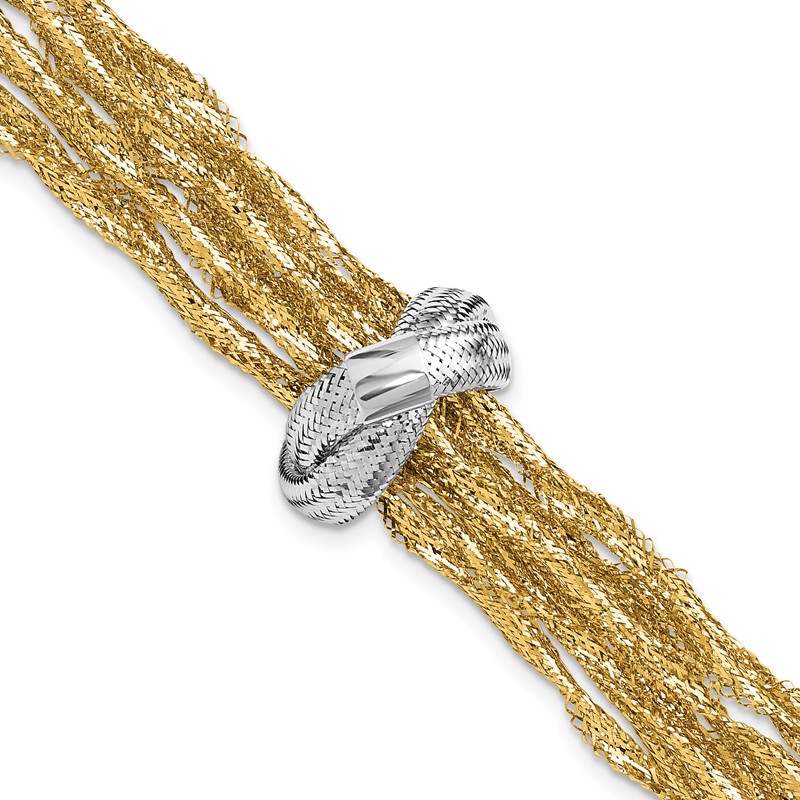 14K with Rhodium Polished Knot Mesh Multi-strand Bracelet