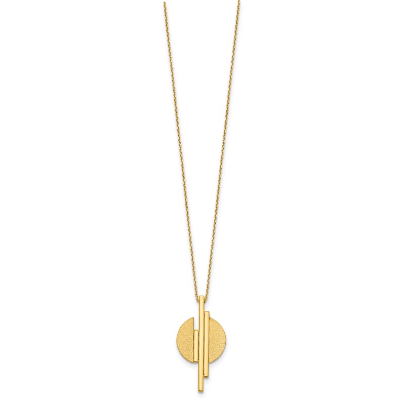 14K Polished and Brushed with 2in ext. Necklace