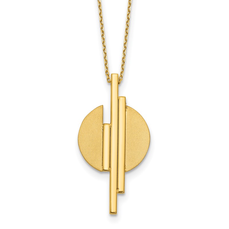 14K Polished and Brushed with 2in ext. Necklace