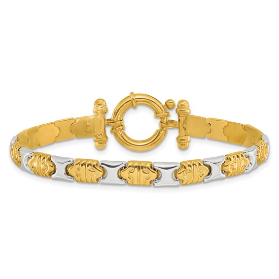 Leslie's 14K Two-tone Polished Fancy Link Bracelet