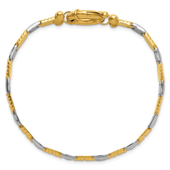 Leslie's 14K Two-tone Polished Fancy Link Bracelet