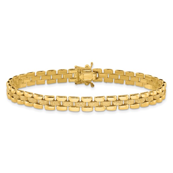 Leslie's 14K Polished and Textured Fancy Link Bracelet