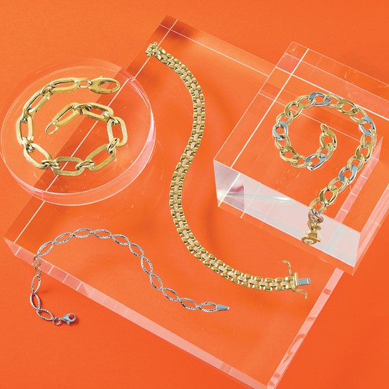 Leslie's 14K Polished and Textured Fancy Link Bracelet