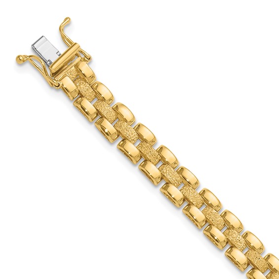Leslie's 14K Polished and Textured Fancy Link Bracelet