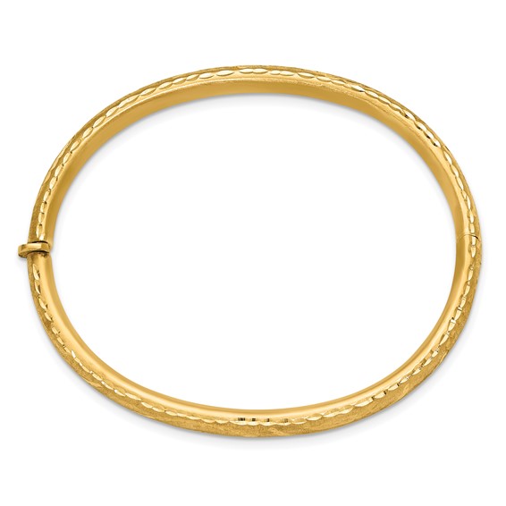 Leslie's 14K Satin and Diamond-cut Hinged Bangle