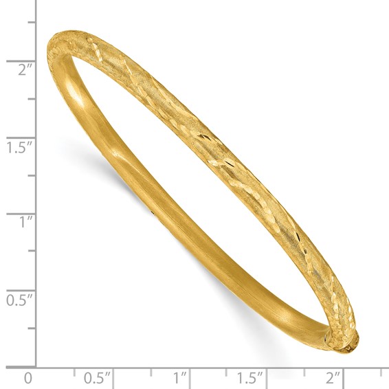 Leslie's 14K Satin and Diamond-cut Hinged Bangle