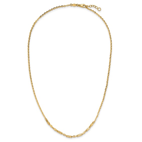 Leslie's 14K Polished and Diamond-cut with 1in ext. Necklace