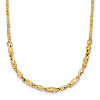 Leslie's 14K Polished and Diamond-cut with 1in ext. Necklace