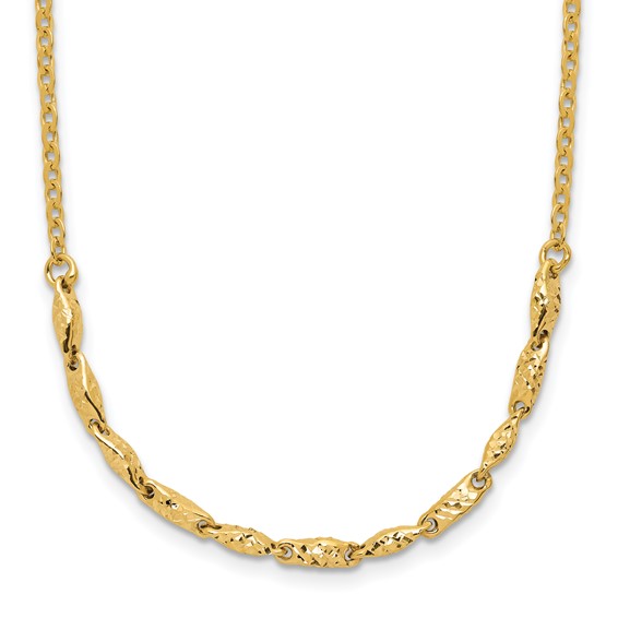 Leslie's 14K Polished and Diamond-cut with 1in ext. Necklace