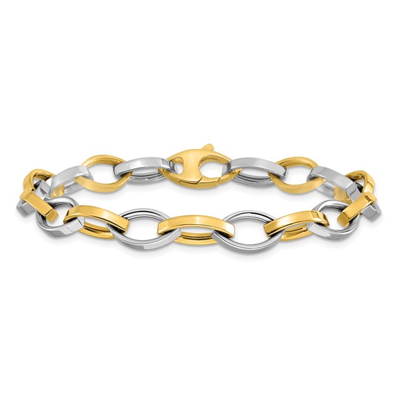 Leslie's 14K Two-Tone Polished Link Bracelet