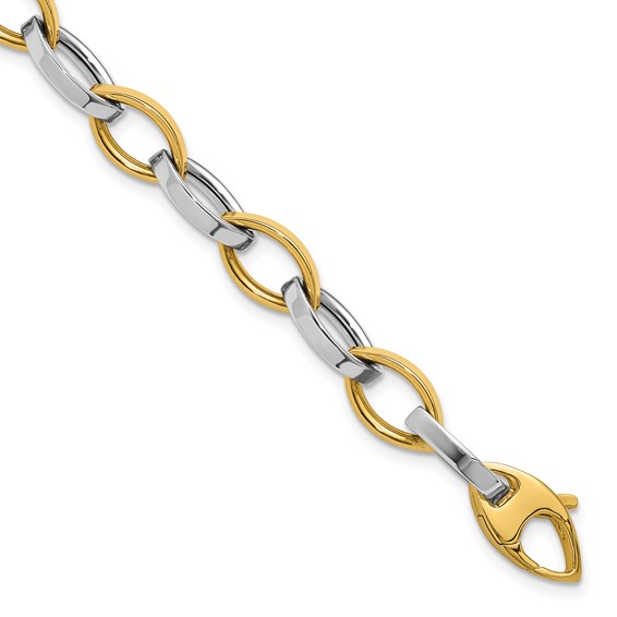 Leslie's 14K Two-Tone Polished Link Bracelet