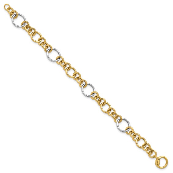 Leslie's 14K Two-Tone Polished Circle Links Bracelet