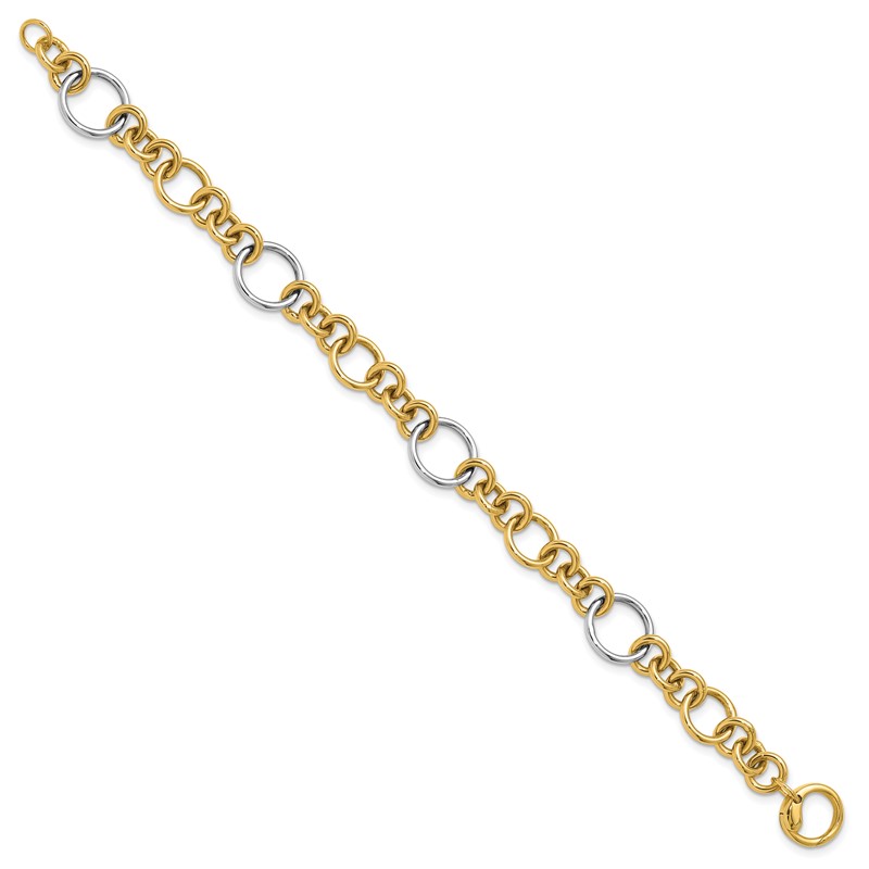14K Two-Tone Polished Circle Links Bracelet