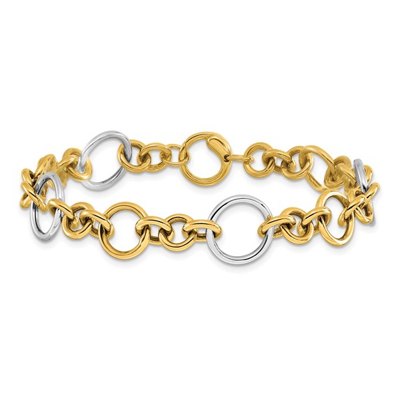 Leslie's 14K Two-Tone Polished Circle Links Bracelet