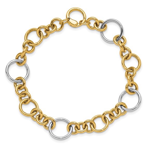Leslie's 14K Two-Tone Polished Circle Links Bracelet