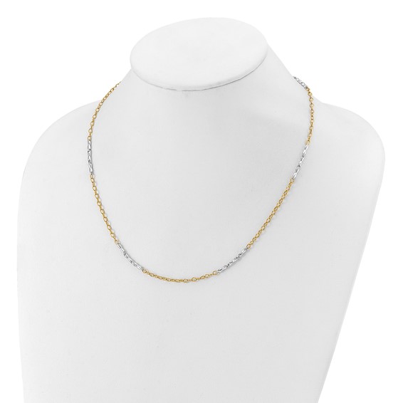 Leslie's 14K Two-Tone Polished Fancy Link Necklace