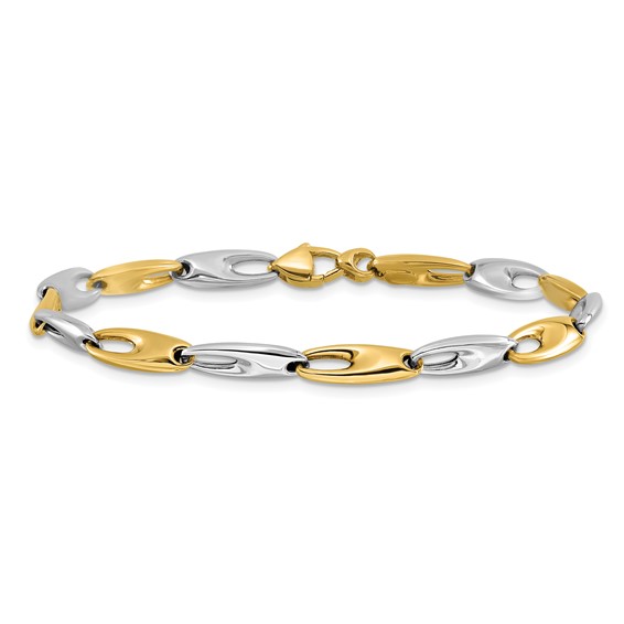 Leslie's 14K Two-Tone Polished Fancy Link Bracelet