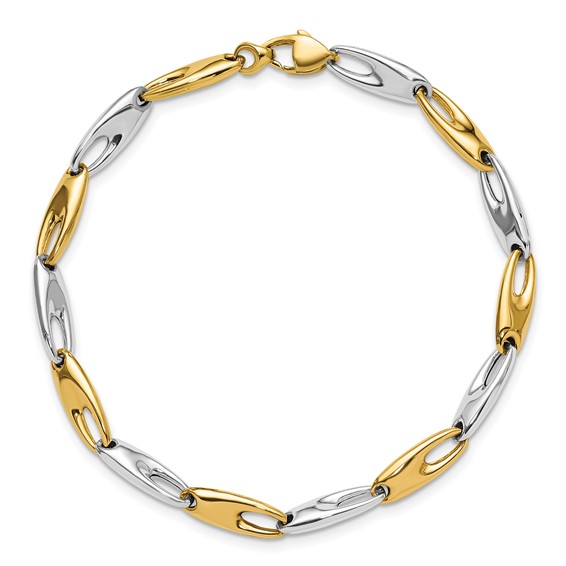 Leslie's 14K Two-Tone Polished Fancy Link Bracelet
