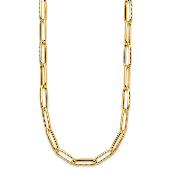 Leslie's 14K Polished and Textured Fancy Link Necklace