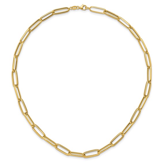 Leslie's 14K Polished and Textured Fancy Link Necklace