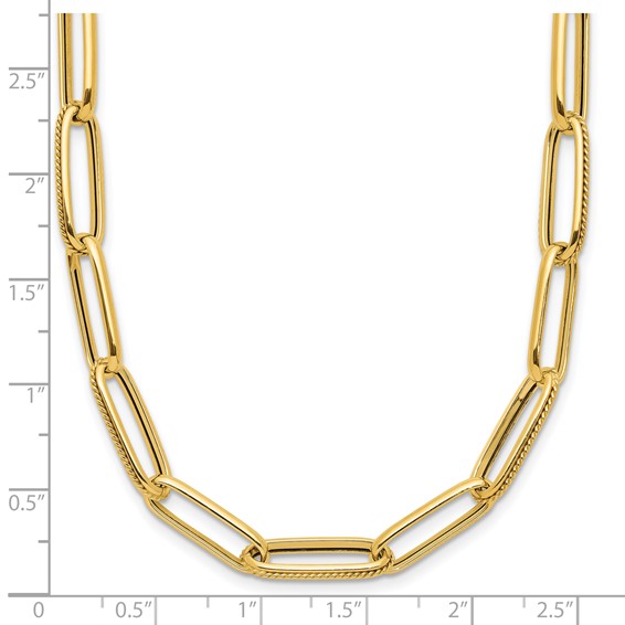Leslie's 14K Polished and Textured Fancy Link Necklace