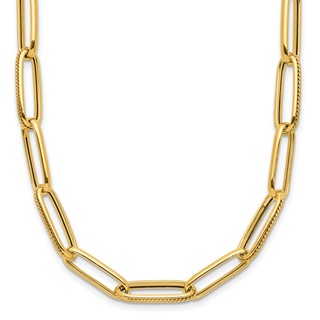 Leslie's 14K Polished and Textured Fancy Link Necklace