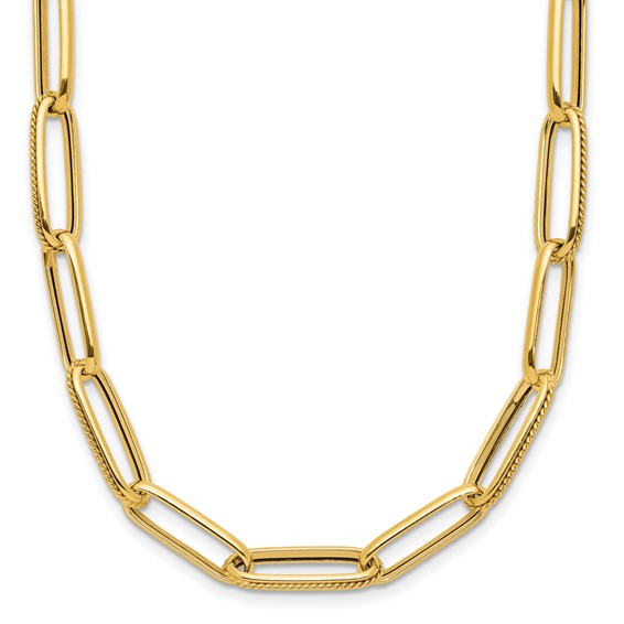 Leslie's 14K Polished and Textured Fancy Link Necklace