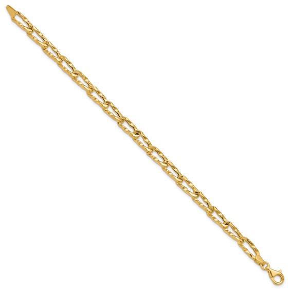 Leslie's 14K Polished and Hammered Fancy Link Bracelet