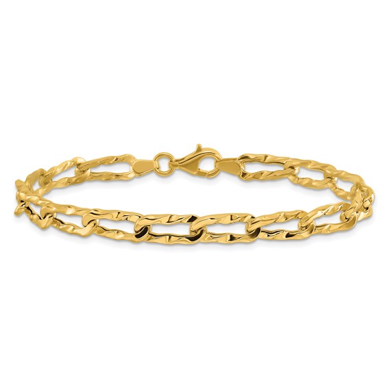 Leslie's 14K Polished and Hammered Fancy Link Bracelet