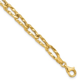 Leslie's 14K Polished and Hammered Fancy Link Bracelet