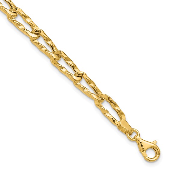 Leslie's 14K Polished and Hammered Fancy Link Bracelet