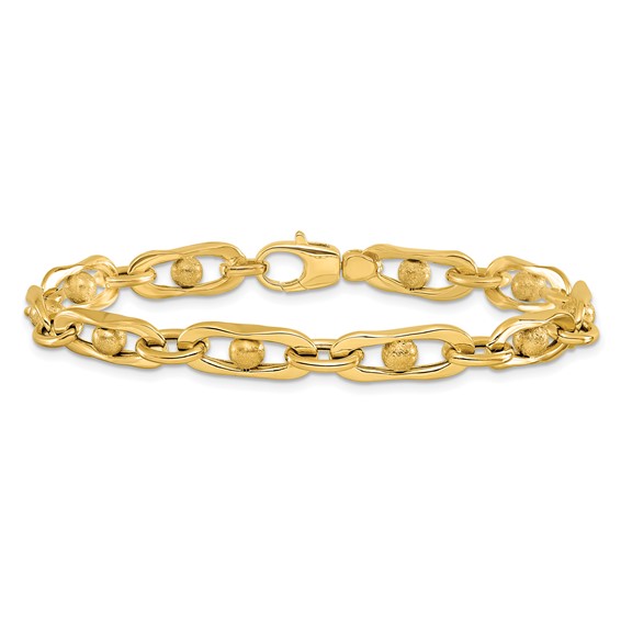 Leslie's 14K Polished and Satin Fancy Link Bracelet