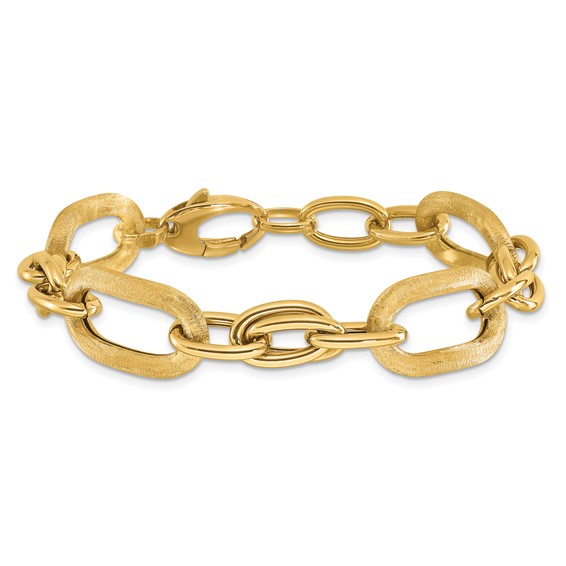Leslie's 14K Polished and Satin Fancy Link Bracelet