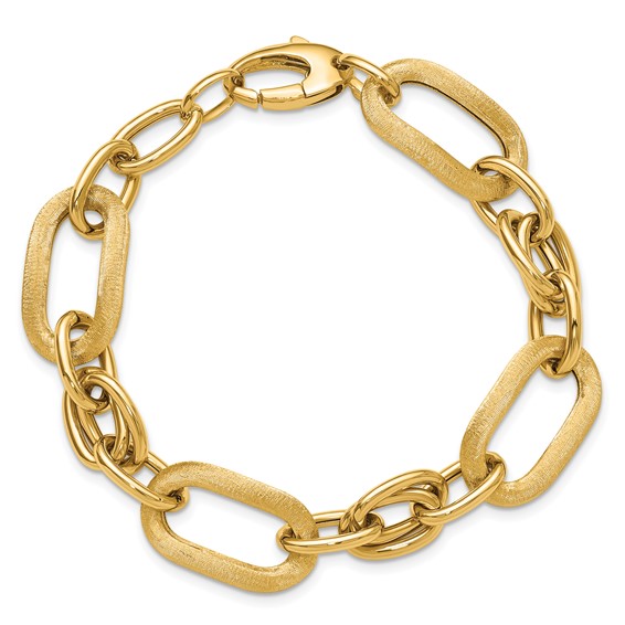 Leslie's 14K Polished and Satin Fancy Link Bracelet