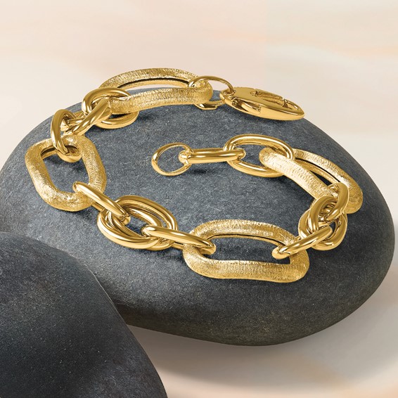Leslie's 14K Polished and Satin Fancy Link Bracelet