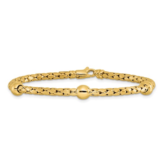 Leslie's 14K Polished and Satin Braided Bracelet