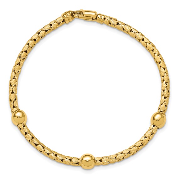 Leslie's 14K Polished and Satin Braided Bracelet