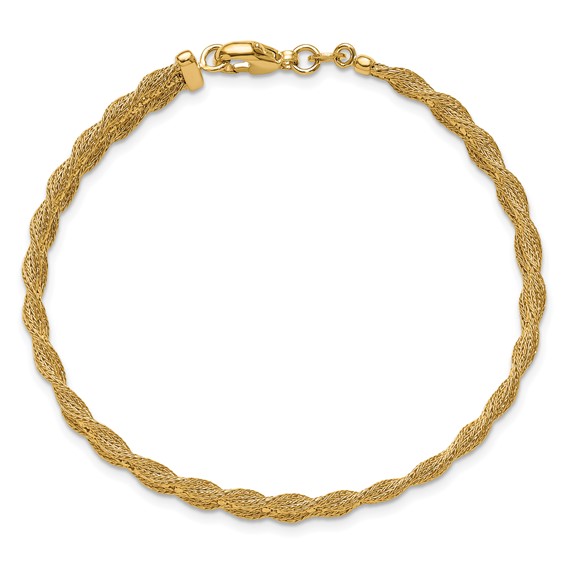 Leslie's 14K Polished/Textured and Diamond-cut Bracelet