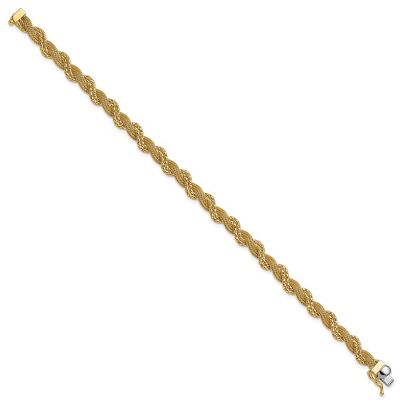 Leslie's 14K Polished/Textured and Diamond-cut Twisted  Bracelet