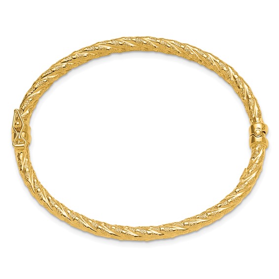 Leslie's 14k Polished and Textured Twisted Hinged Bangle