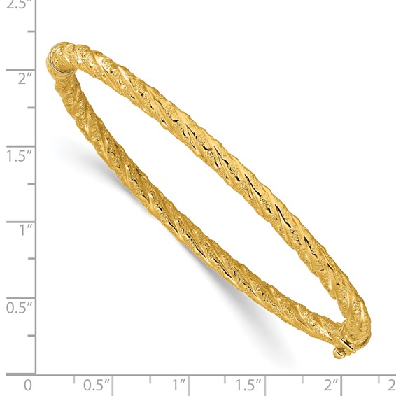 Leslie's 14k Polished and Textured Twisted Hinged Bangle