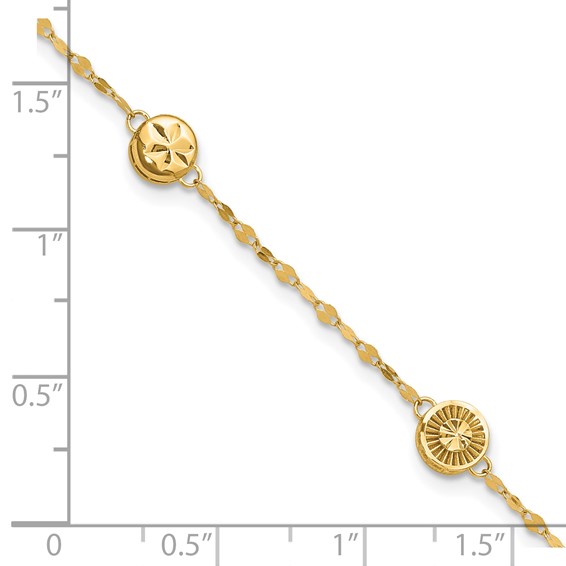 Leslie's 14K Polished and Diamond-cut Disc Design Bracelet