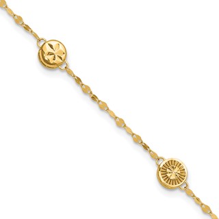 Leslie's 14K Polished and Diamond-cut Disc Design Bracelet